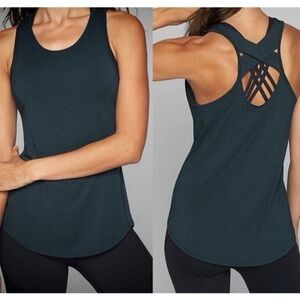 Athleta Yogini CrissCross Cutout Racerback Athletic Tank Top Sz M